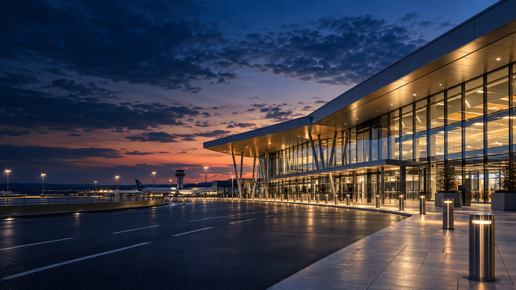 Illustrative airport terminal image